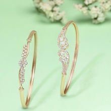 Zaveri Pearls Set of 2 Rose Gold Cubic Zirconia Brass Kada Bracelets-ZPFK13379