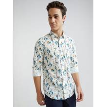ColorPlus Contemporary Fit Casual Shirt Full Sleeves Collar Neck Floral White