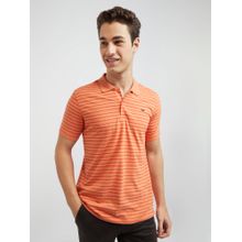 Park Avenue Slim Fit Stripes Orange T-Shirt