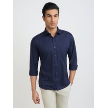 Park Avenue Slim Fit Polka Dots Navy Blue Casual Shirt