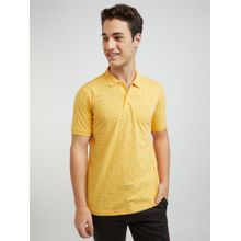 Park Avenue Slim Fit Printed Yellow Polo T-shirt