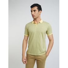 Park Avenue Slim Fit Geometric Printed Medium Yellow Polo T-Shirt