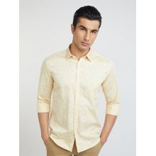 Parx Slim Fit Printed Light Yellow Shirt