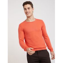 Parx Regular Fit Self Design Dark Orange Sweater