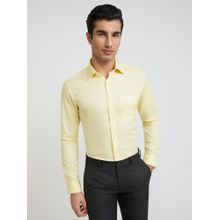 Raymond Slim Fit Self Design Medium Yellow Formal Shirt