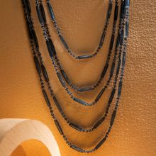 PRITA Multilayer Glassy Blue Beaded Long Necklace