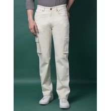 CRIMSOUNE CLUB Men's Off White Cargo Jeans