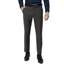 Greenfibre Men's Grey Terry Rayon Slim Fit Solid Formal Trouser