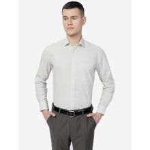Greenfibre Men White Cotton Blend Regular Fit Printed Formal Shirt