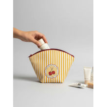 ETCETERA Stripe Right Vanity Pouch - Cherry Pop Yellow