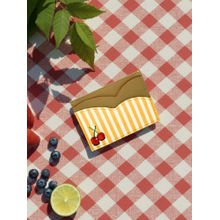 ETCETERA Stripe Right - Cherry Pop Card Holder-Tan