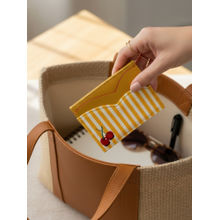 ETCETERA Stripe Right - Cherry Pop Card Holder- Mustard