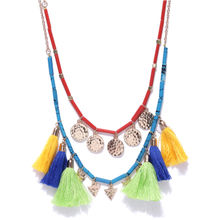Blueberry Coin And Tassel Layered Necklace