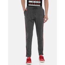 3PIN Men Charcoal Grey Solid Cotton Track Pants