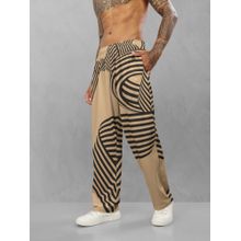 BULLMER Khaki Trendy Printed Cotton Blend Relaxed Fit Trackpant