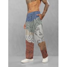 BULLMER Multi-Colour Trendy Printed Cotton Blend Relaxed Fit Trackpant