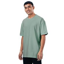 The Souled Store Men Solids Oversized Sage Green Oversized T-Shirts