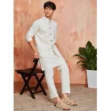 Vastramay Mens Cotton Solid Textured Jacket With Kurta Pyjama (Set of 3)