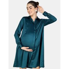 Angloindu Hoor Teal Maternity Shirt Dress