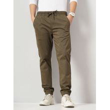 CELIO Solid Brown Cotton Jog Pants