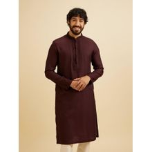 Manyavar Wine Viscose Blend Thread Work Embroidery Kurta with Pyjama (Set of 2)