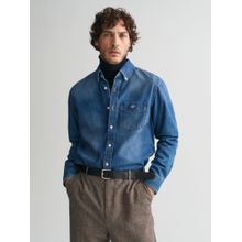 GANT Men Blue Washed Collar Neck Full Sleeves Shirt