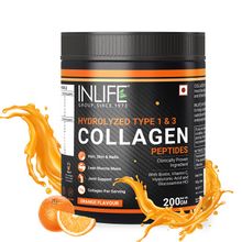 Inlife Hydrolysed Collagen Peptides Powder Type 1 and 3, Skin Health for Men & Women - Orange Flavour