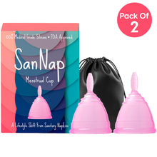 SanNap FDA Approved Reusable Menstrual Cup with Medical Grade Silicone - Medium (Pink) Pack of 2