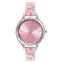 FCUK Women Analogue Watch With Floral Printed Leather Strap - FK00032C (M)