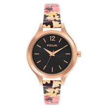 FCUK Women Analogue Watch With Floral Printed Leather Strap - FK00032E (M)