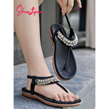 Shoetopia Ethnic Wear Black Flat Sandals for Women