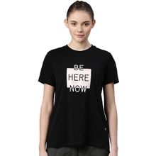 Enamor Womens Athleisure A301-short Sleeve Crew Neck Antimicrobial Cotton Tshirt-black
