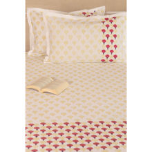 ADYA Mulberry Marigold Hand Block Printed Cotton Bedsheet with Pillow Covers