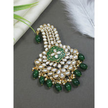 I Jewels Traditional Stone Pearl Drop Safa Kalangi Brooch for Pagadi