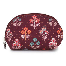 Anekaant Wine & Multi-color Floral Digital Printed Poly Canvas Smart Casual Pouch