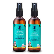 Pilgrim Face Toner & Hair Serum Combo White Lotus Natural Face Mist & Toner + Argan Oil Hair Serum