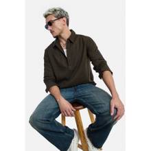 Snitch Brown Full Sleeves Regular Casual Kurta Shirt for Men