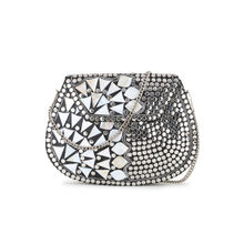 Anekaant Mosaic Silver & White Metal Embellished Clutch