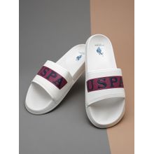 U.S. POLO ASSN. Mens White Harvey 6.0 Sliders
