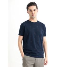 Rare Rabbit Navy Blue Monogram Printed T Shirt