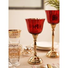 Pure Home + Living Red and Gold Votive with Metal Stand