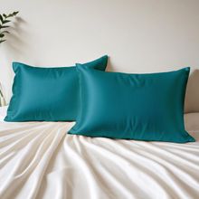 Layers Micro Satin Silk Teal Blue Pillow Covers - Pack of 2