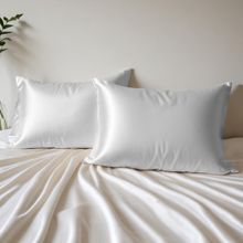 Layers Micro Satin Silk Pearl White Pillow Covers - Pack of 2