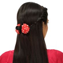 Accessher Set of 3 Multicolour Large Hair Clutchers with Artificial Flowers & Pearls for Women