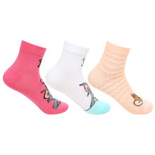 Bonjour Tom & Jerry Ankle Socks For Women - Pack Of 3 - Multi-Color (Free Size)
