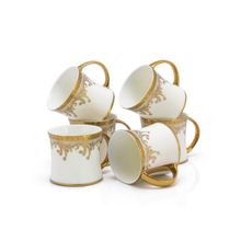 JCPL Fine Ceramic Gold Printed Premium Tea, Coffee Mugs Set Of 6 - 200 Ml Each