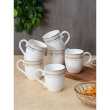 JCPL Fine Ceramic Tea, Coffee Cup, Mug Set Of 6 - 180 Ml Each For Home & Office Use