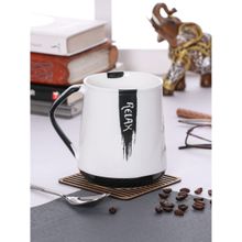 JCPL Fine Ceramic Abstract Milk, Coffee Mugs Set of 2 (White)