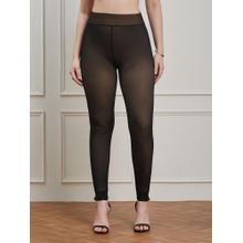 G Heist Women Dual-Toned High Waist Fleece Winter Fur Ankle Length Stockings