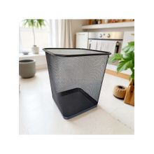 STOR Ash Grey Square Mesh Trash Can - 14L Rust-Proof Metal Waste Bin